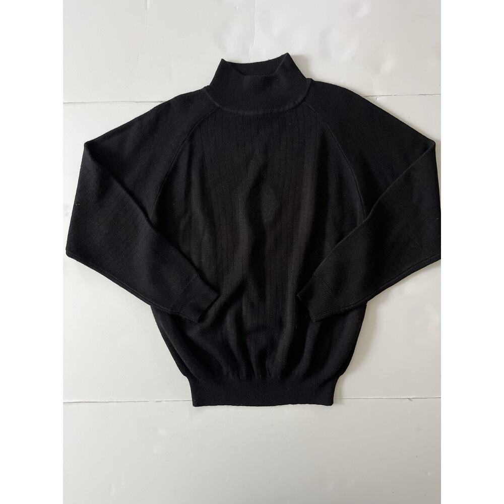Kaelin Snow Ski Sweater Women M Black Mock Turtle Neck Embroidered Hong Kong